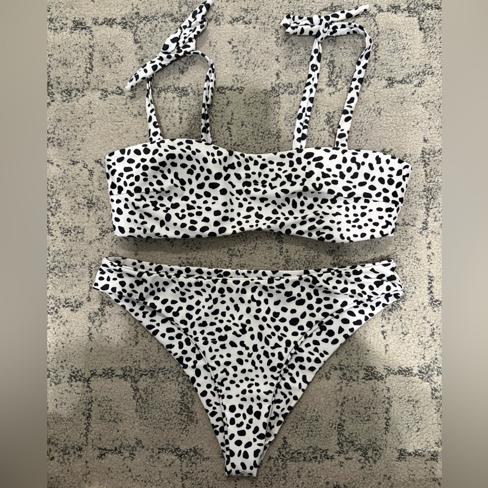 Black and White Spotted Bikini Set